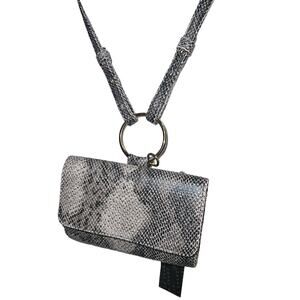Street Level Mini Crossbody Bag Faux Snakeskin Gray Black NWT